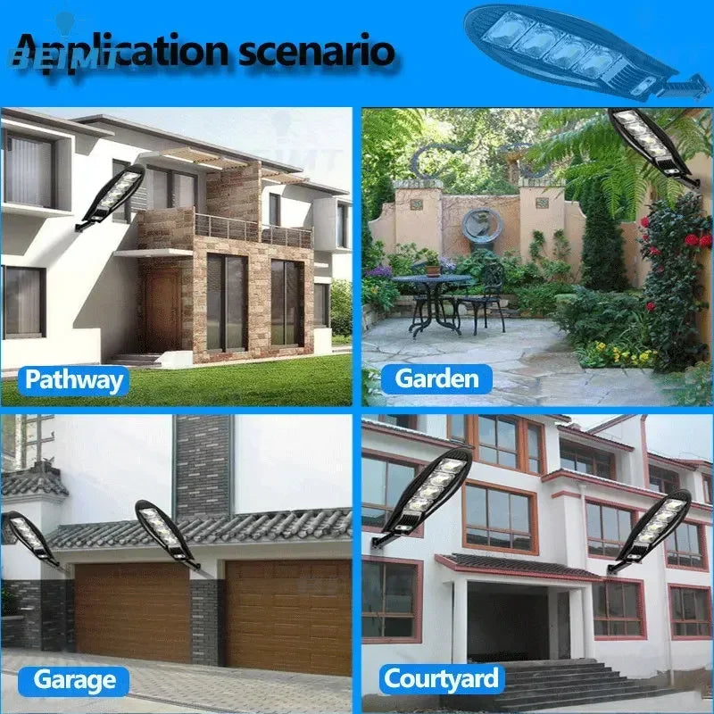 30000W Upgraded 504LED Solar Street Light Outdoor Waterproof LED for Garden Wall Adjustable Angle Solar Lamp Built-in 10000mAH